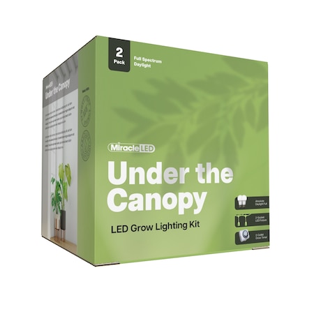 Miracle Led 2-Socket Under the Canopy Full Spectrum Grow Light Kit - 9W Replace 100W Grow Bulbs w/Timer, 2PK 801526